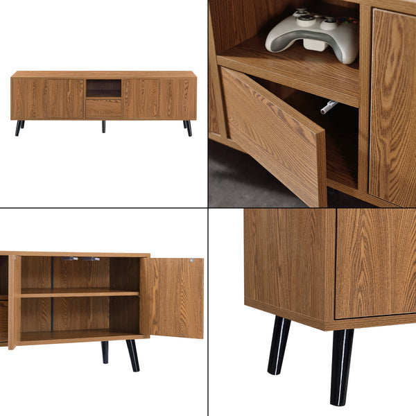 Stolik pod telewizor Hedemora 140x30x455 cm Ciemne drewno en.casa
