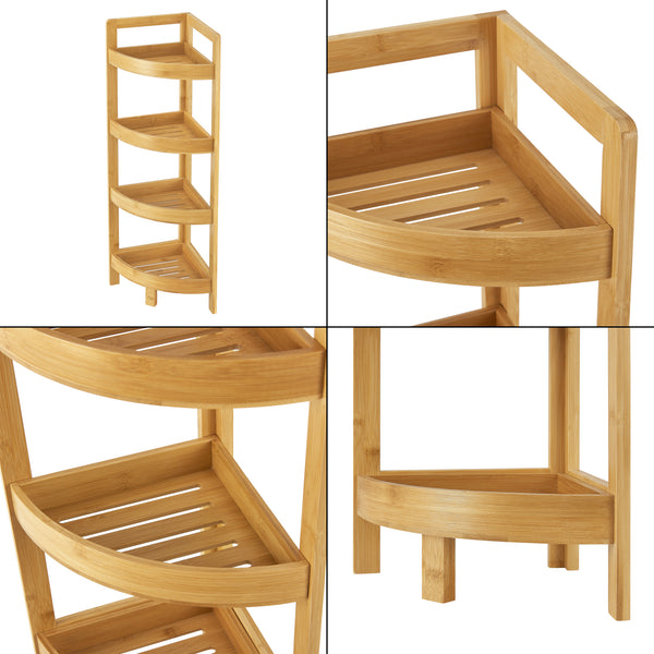 Bambusowa półka łazienkowa Lestijärvi półka narożna z 4 półkami 80x23x23cm [en.casa]