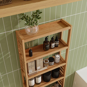 Półka stojąca Forssa 165 x 42 x 28 cm naturalny bambus [en.casa]