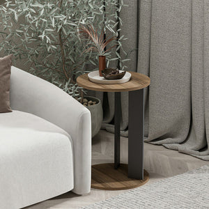 Stolik boczny Frederiksberg 64x34 cm orzech / antracyt [en.casa]
