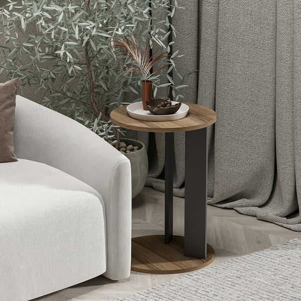 Stolik boczny Frederiksberg 64x34 cm orzech / antracyt [en.casa]