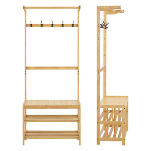 Wieszak Tornio 168 x 70 x 35 cm wykonany z naturalnego bambusa [en.casa]