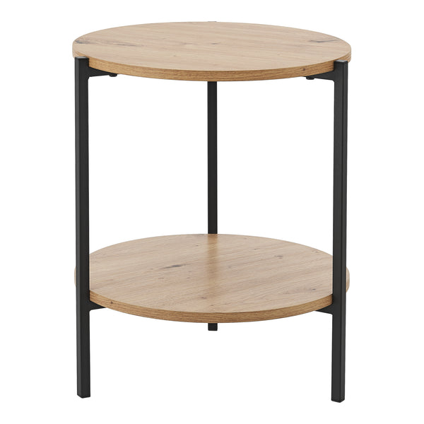 Stolik boczny Kuopio 50xØ40cm czarny/drewniany [en.casa]