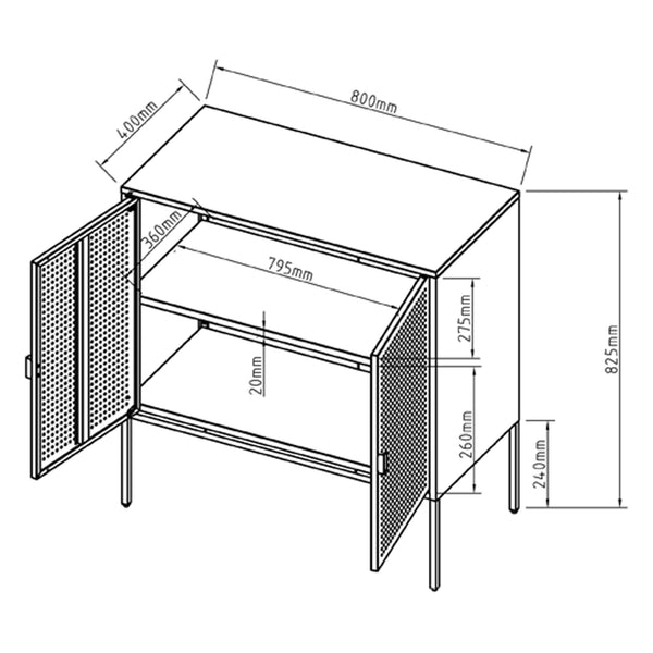 Sideboard Castelli 82,5 x 80 x 40 cm Biały Stal [en.casa]