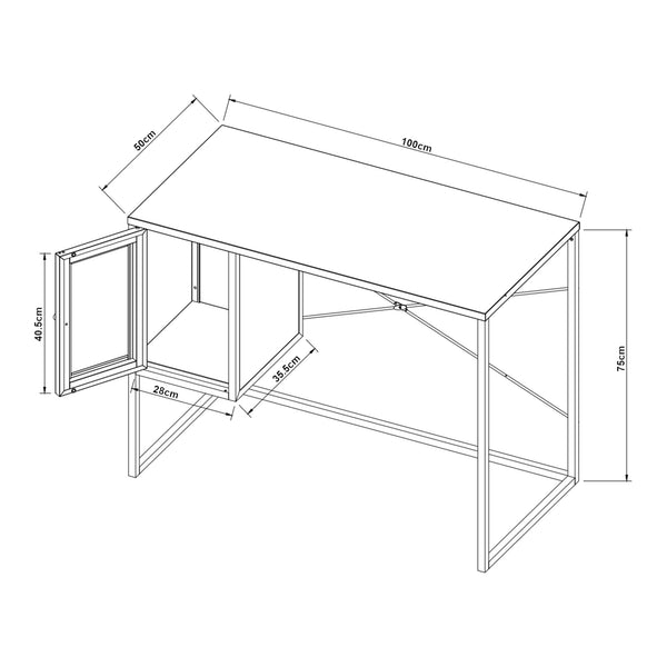 Biurko stalowe Sund 75x100x50 cm szare [en.casa]