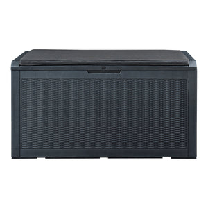 Schowek Atella 122x545x65cm czarny rattan [casa.pro]