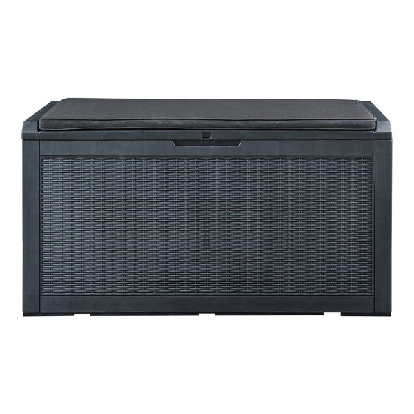 Schowek Atella 122x545x65cm czarny rattan [casa.pro]