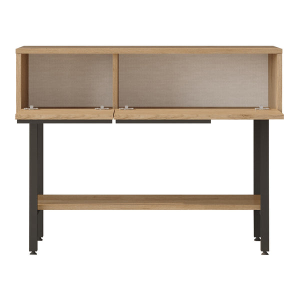 Konsola Kvænangen 100x30x76 cm dąb/rattan [en.casa]