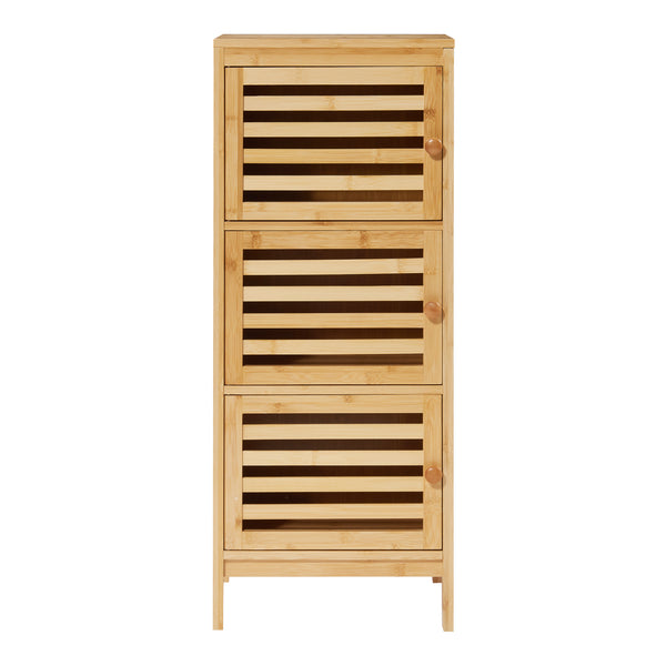 Szafka boczna z 3 drzwiami Ypäjä 82x33x27 cm bambus [en.casa]