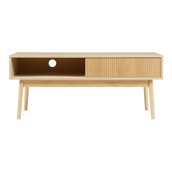 Szafka pod TV Landskrona 115x40x48 cm z dwoma przesuwanymi drzwiami o wyglądzie dębu [en.casa]