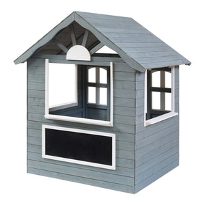 Domek dla dzieci Vesa 138x120x102 cm drewno jodłowe szary [casa.pro]