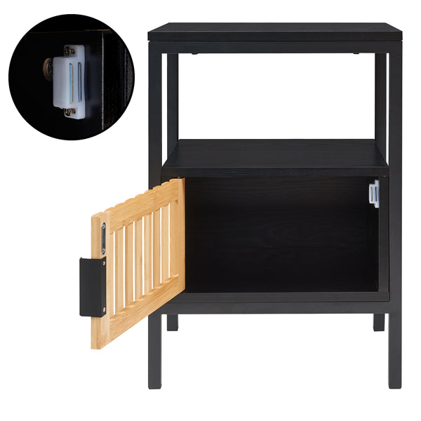 Stolik nocny Luniehti 58x40x33 cm czarny/natura [en.casa]