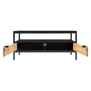 Stolik kawowy Luniehti 100x40x48 cm czarny/natura [en.casa]