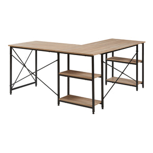 Biurko Klirurud z 2 półkami w kształcie litery L 150x150x75 cm dąb [en.casa]