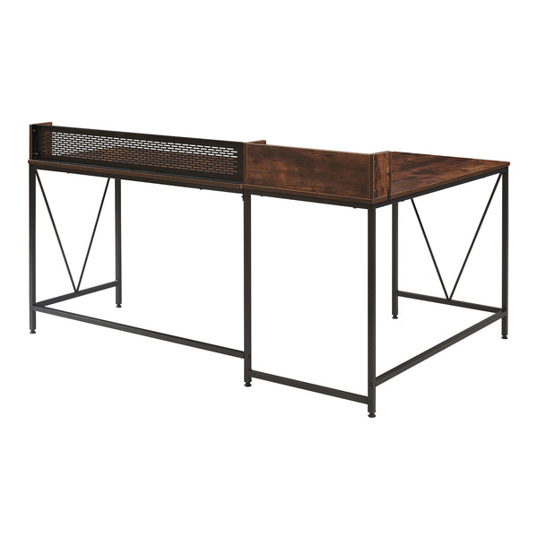 Biurko Frelvepirg z panelem tylnym w kształcie litery L 165x110x75 cm orzech [en.casa]