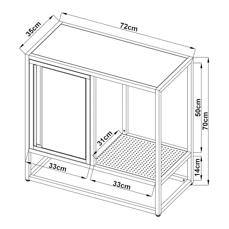 Szkic wymiarowy Kredens Burlöv stal 70x72x35 cm szary/biały [en.casa]