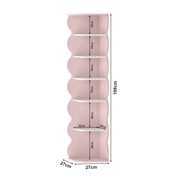 Półka narożna dla dzieci Vestnes 108x27x27 cm Cotton Candy/Biała [en.casa]