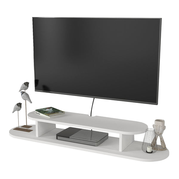 Wisząca półka TV Targema 120x30x16 cm Biała [en.casa]