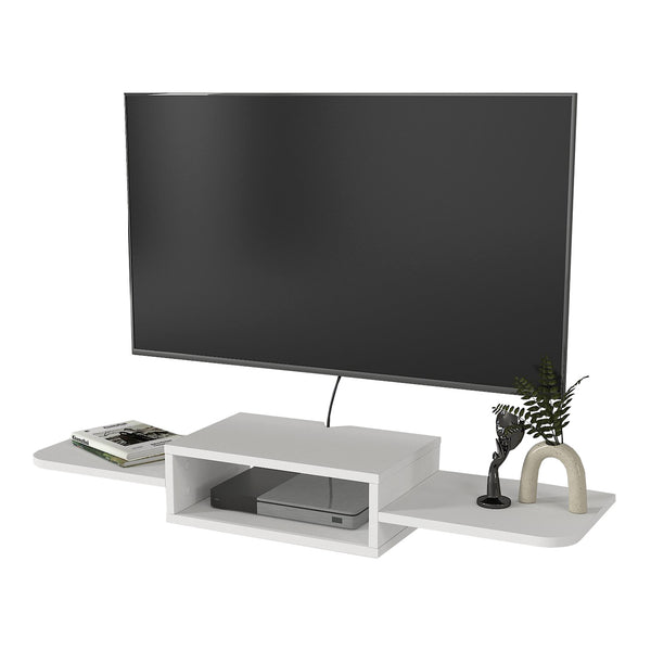 Wisząca półka TV Tar 115x30x16 cm biała [en.casa]
