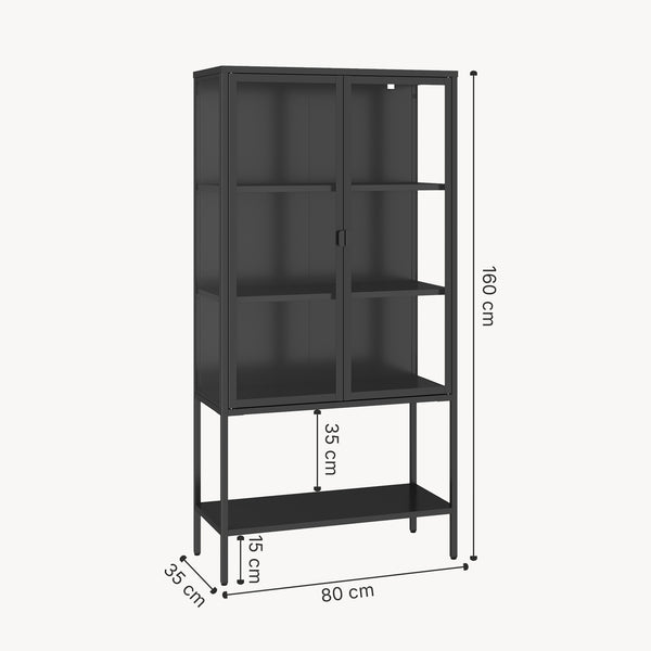 Gablota Borshavisa stalowa 2-drzwiowa 160x80x35 cm czarna [en.casa]