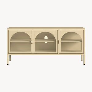 Witryna-komoda Klippestad stal 118x35x55 cm kolor wielbłądzi [en.casa]