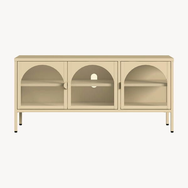 Witryna-komoda Klippestad stal 118x35x55 cm kolor wielbłądzi [en.casa]