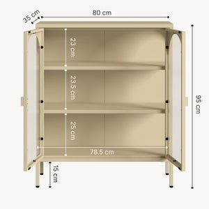 Witryna-komoda Klippestad stal 95x80x35 cm kolor wielbłądzi [en.casa]