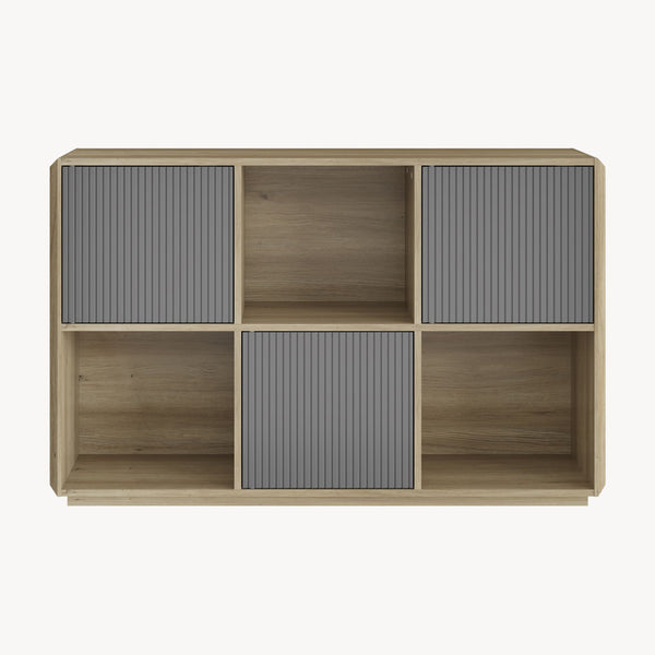 Sideboard Trömi 75x120x30 cm dąb optyka/szary [en.casa]