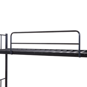 Berimma metalowe łóżko piętrowe z 2 materacami 90x200 cm czarne [en.casa]
