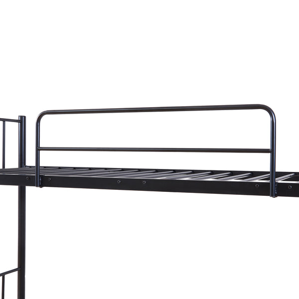 Berimma metalowe łóżko piętrowe z 2 materacami 90x200 cm czarne [en.casa]