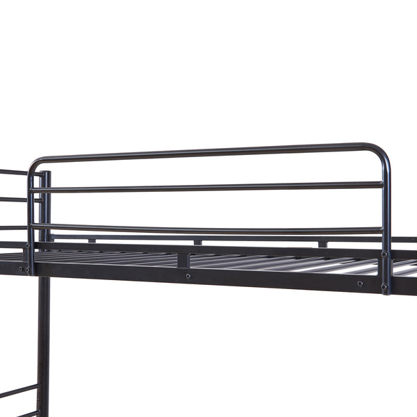 Bevapis metalowe łóżko piętrowe z 2 materacami 90x200 cm czarne [en.casa]