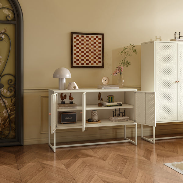 Sideboard Viitasaari 120x40x80 cm stal kremowobiały [en.casa]