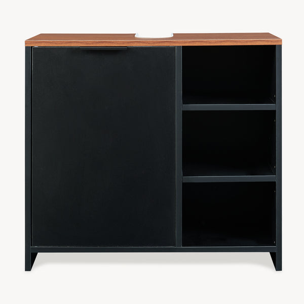 Szafka pod umywalkę Trond 60x66x30 cm Czarny/Orzechowy wygląd [en.casa]