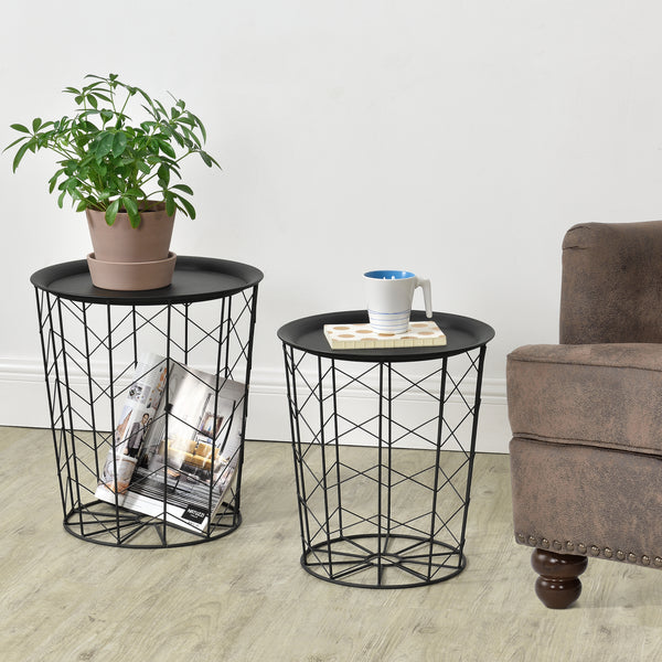 Zestaw 2 metalowych stolików bocznych Cerisey Black en.casa