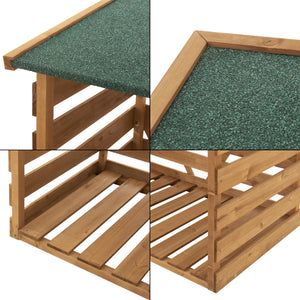 Wiata na drewno opałowe 123x116x64cm naturalne drewno jodłowe [en.casa]