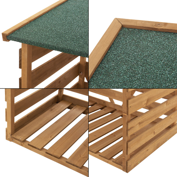 Wiata na drewno opałowe 123x116x64cm naturalne drewno jodłowe [en.casa]