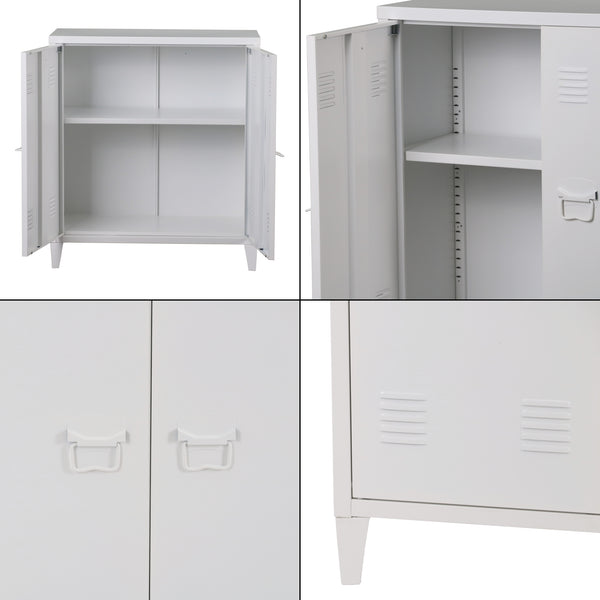 Szafka metalowa Oripää 90x80x33 cm biała [en.casa]