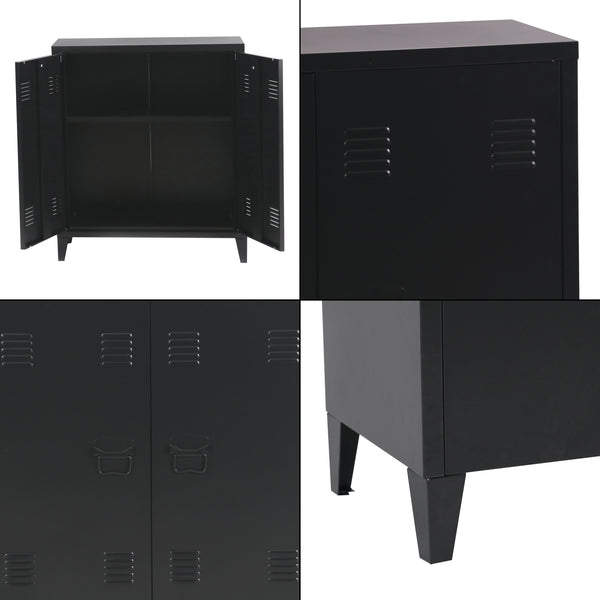 Metalowa szafka Oripää 90x80x33 cm czarna [en.casa]