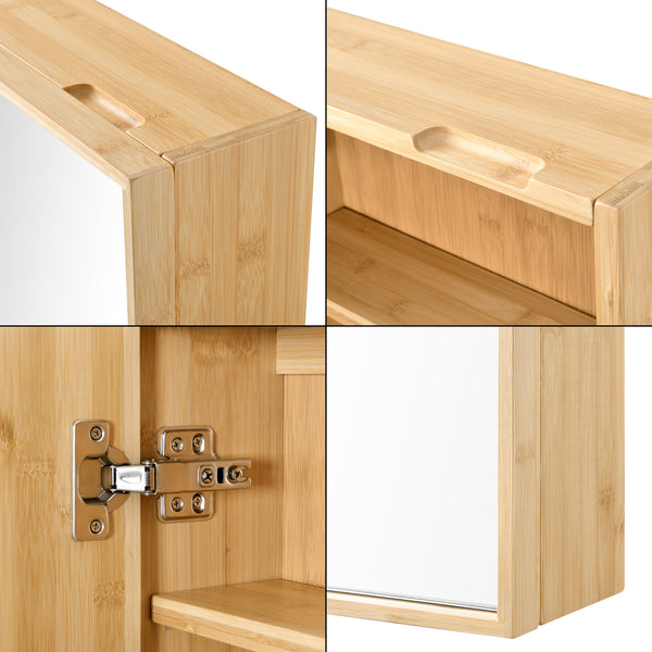 Szafka z lustrem Ikorfat 60,5 x 35 x 14 cm naturalny bambus [en.casa]