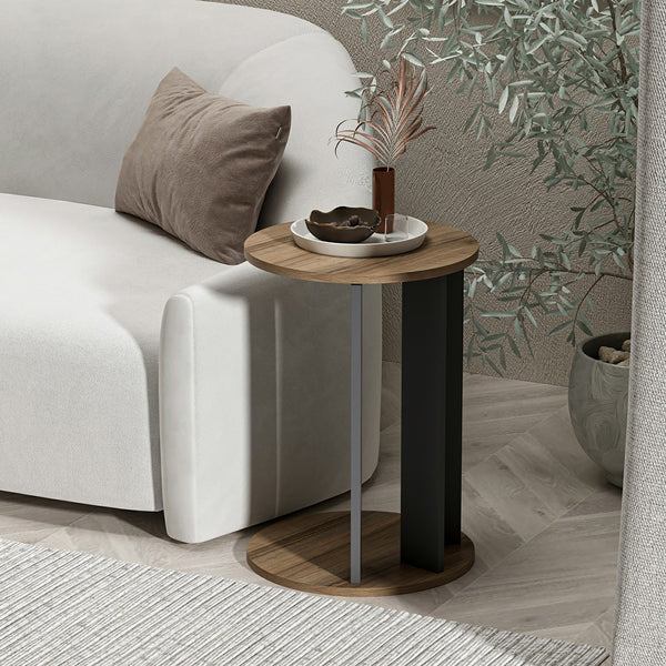 Stolik boczny Frederiksberg 64x34 cm orzech / antracyt [en.casa]