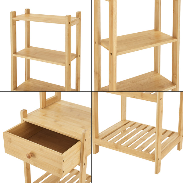 Półka stojąca Siilinjärvi z bambusa 163 x 33 x 28 cm do 5 kg natura [en.casa]