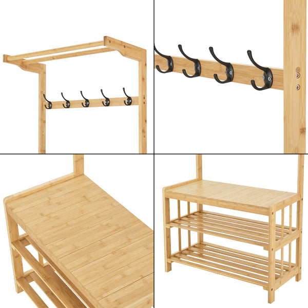 Wieszak Tornio 168 x 70 x 35 cm wykonany z naturalnego bambusa [en.casa]