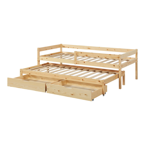 Podwójne łóżko dziecięce Sonkajärvi 90x200cm drewno sosnowe naturalne [en.casa]