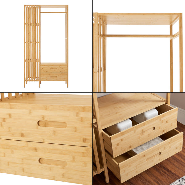 Stojak na ubrania Varanger 185x100x45 cm bambus [en.casa]