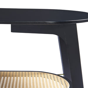 Stolik kawowy Taivalkoski 120x43x40 cm czarny/rattanowy [en.casa]