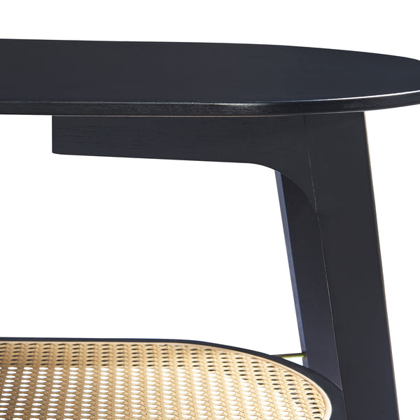 Stolik kawowy Taivalkoski 120x43x40 cm czarny/rattanowy [en.casa]