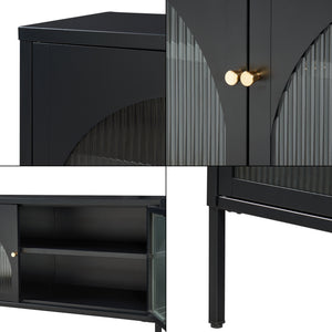 Szafka pod TV Karlskrona 115x35x64 cm czarna, matowa [en.casa]