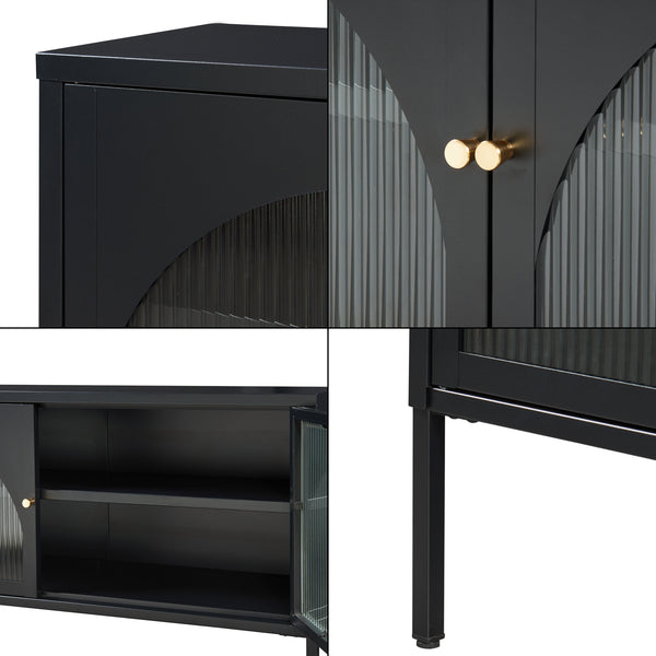 Szafka pod TV Karlskrona 115x35x64 cm czarna, matowa [en.casa]