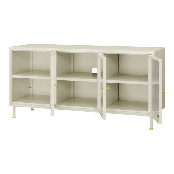 Szafka pod TV Lindau stal 120x40x59 cm kremowa biel [en.casa]