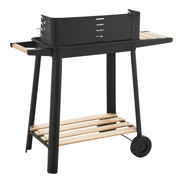 Wózek do grilla Ari 78x86x30cm czarny/bambus [casa.pro]
